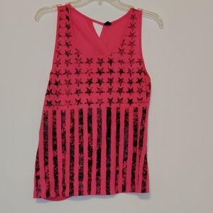 Pink and black stars and stripes tank